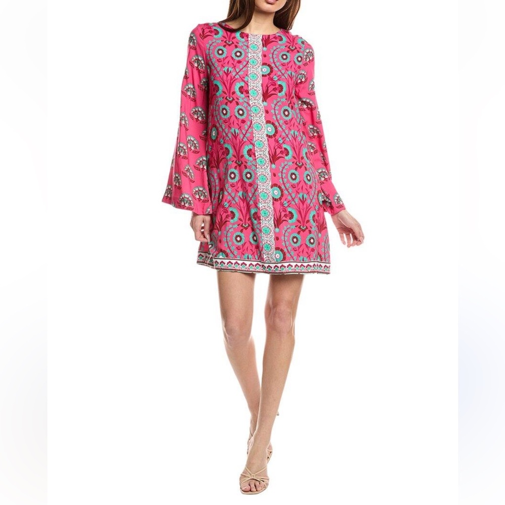 GARRIE B Long Sleeve Floral Boho Mini Dress XL
